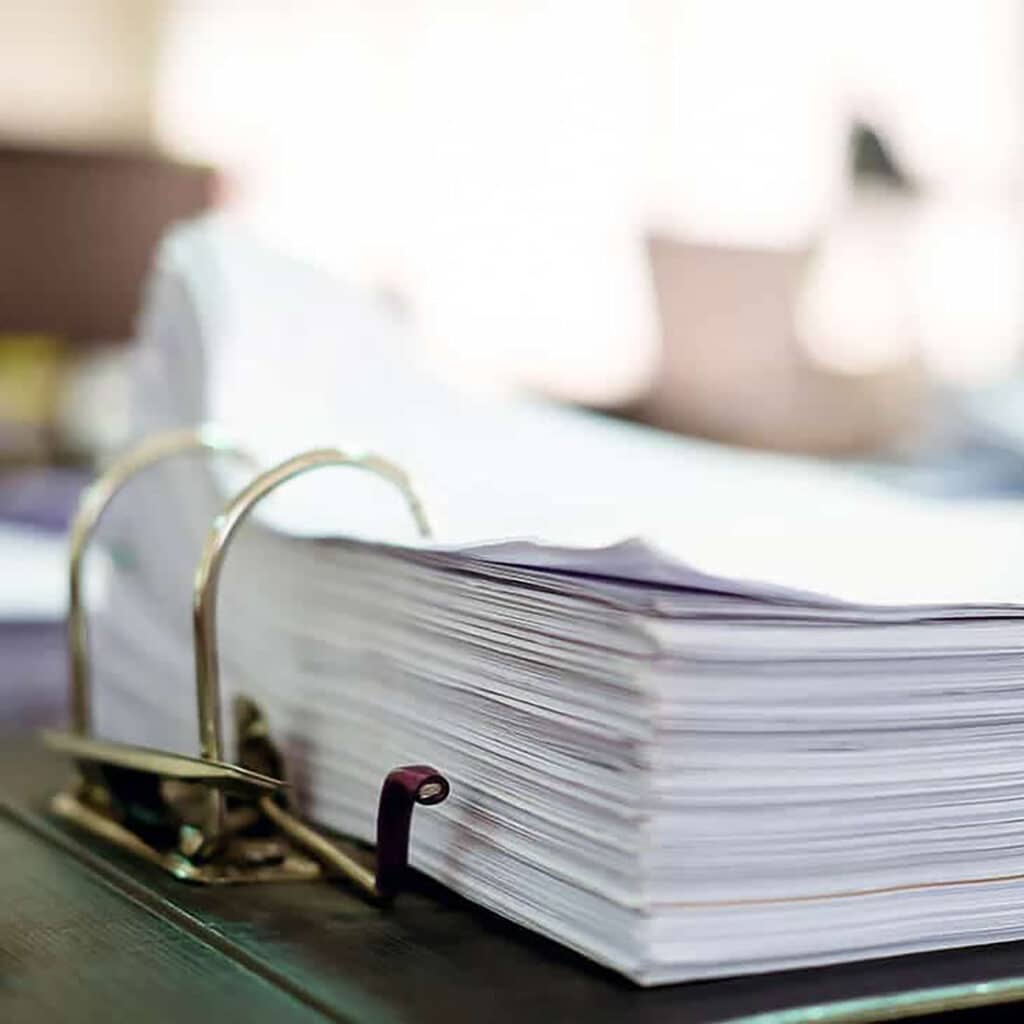 a file full of papers