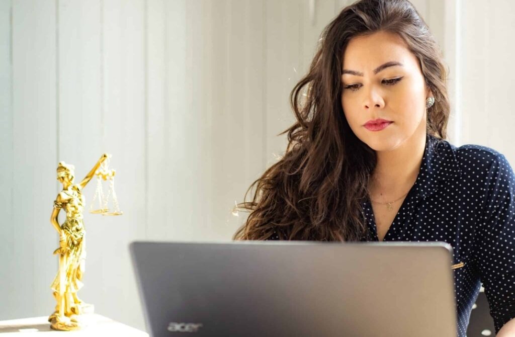 Lady working on her laptop
